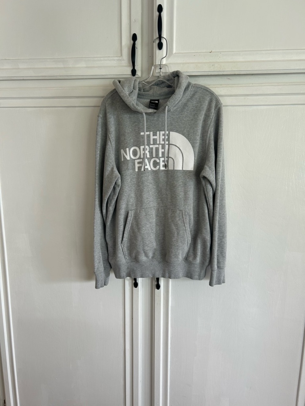 The North Face Grey Pullover Hoodie with White Logo